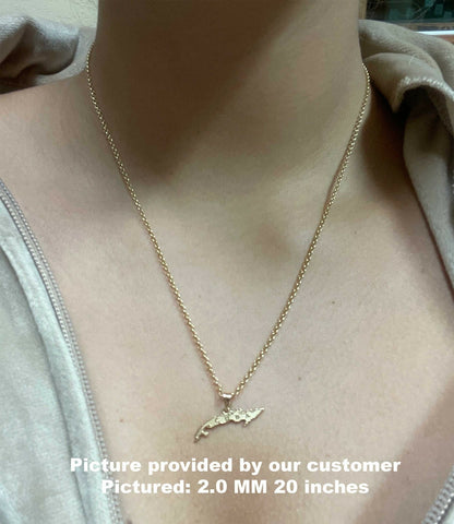 10K Gold Rolo Chain Necklace, 16"  20" Inch, 2mm 2.4mm Thick, Round Link Chain