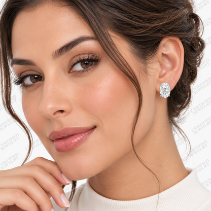 5CT Round Lab Grown Diamond Martini Stud Earrings 14K Gold 3 Prong