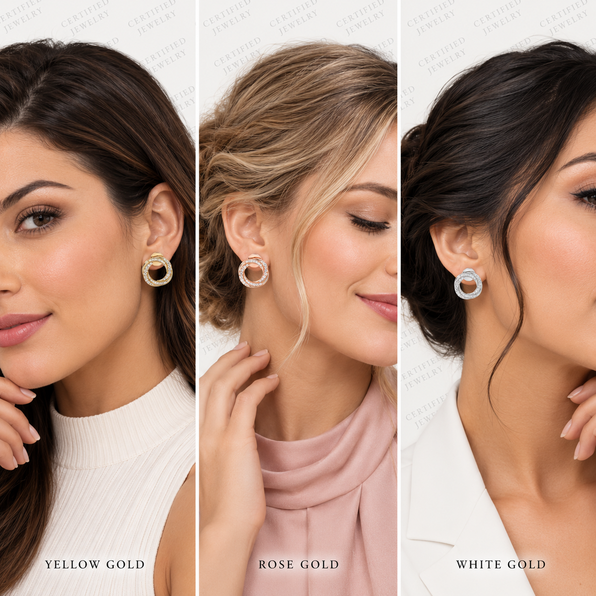 2CT Lab Grown Diamond Spiral Hoop Earrings 14K White Gold Half Diamond