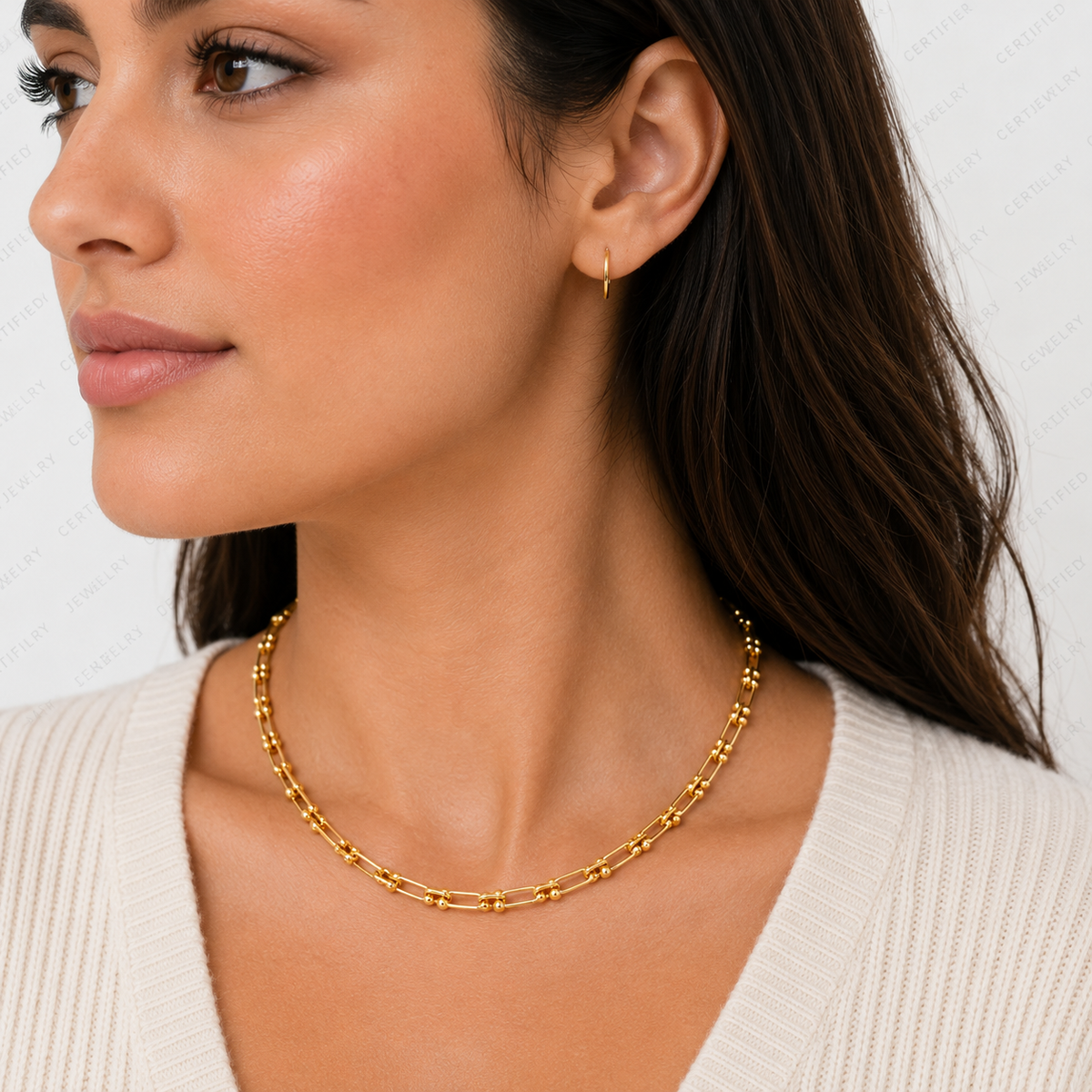 14K Solid Gold Jax Link Chain Necklace Real Gold Chain Women Jewelry
