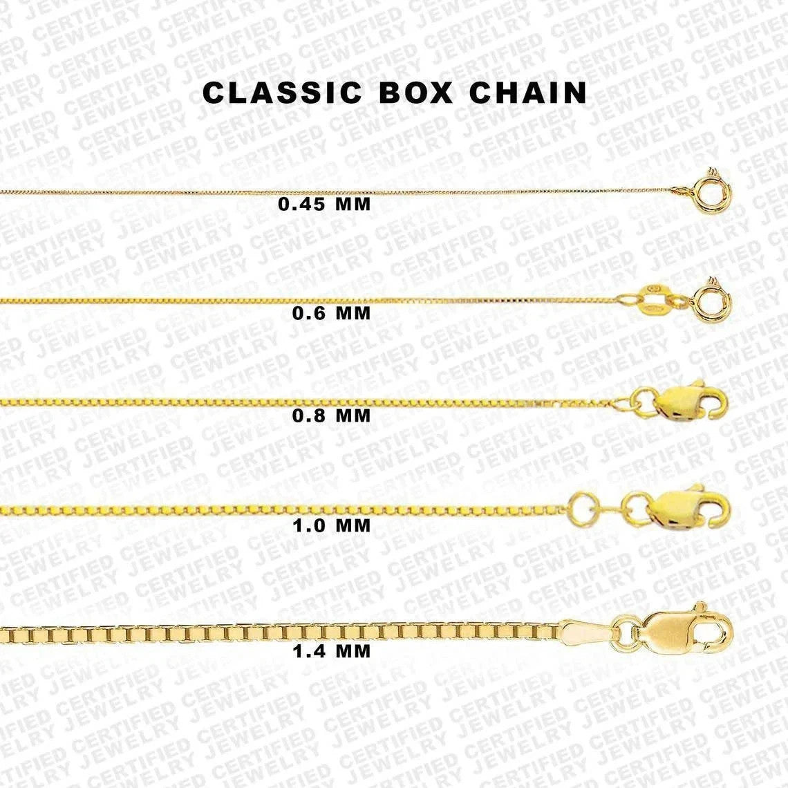 10K Solid Yellow Gold Box Chain Necklace 0.5MM 1.4MM Pendant Chain