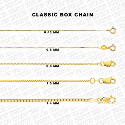 10K Solid Yellow Gold Box Chain Necklace 0.5MM 1.4MM Pendant Chain