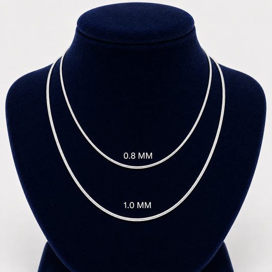 14K Solid White Gold Octagonal Snake Chain Necklace 0.8mm 1.0mm Pendant