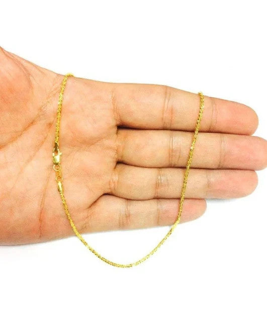 10K Solid Yellow Gold Diamond Cut Sparkle Anklet 1.5MM Lobster Clasp