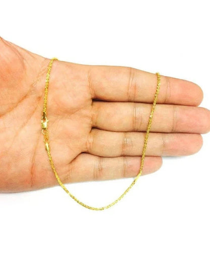 10K Solid Yellow Gold Diamond Cut Sparkle Anklet 1.5MM Lobster Clasp