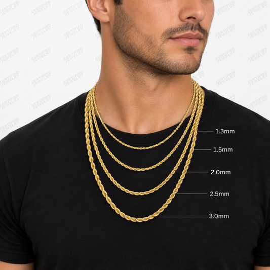 14K Solid Yellow Gold Rope Chain Necklace Real Gold Pendant Chain Women Men