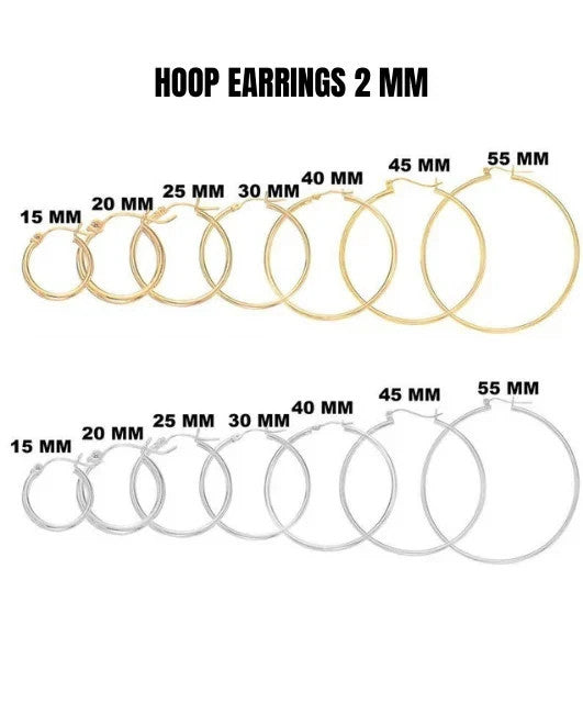 14K Solid Gold Hoop Earrings Real Yellow White Gold Women Fine Jewelry