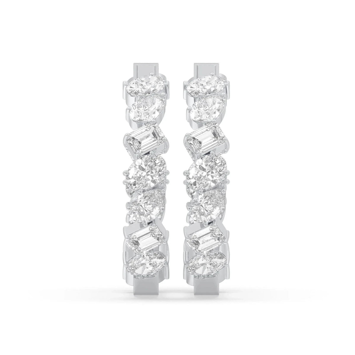 5CT Mixed Shape Lab Grown Diamond Inside Out Hoop Earrings 14K Gold