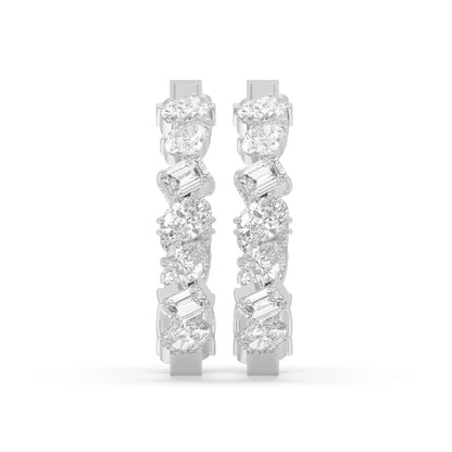 5CT Mixed Shape Lab Grown Diamond Inside Out Hoop Earrings 14K Gold