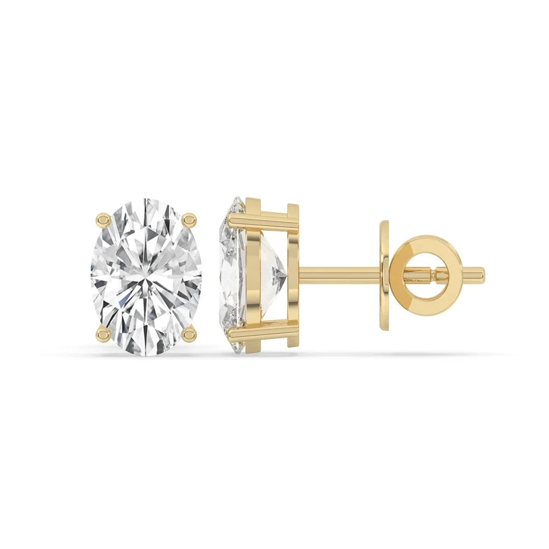 5CT Round Lab Grown Diamond Martini Stud Earrings 14K Gold 3 Prong