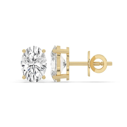5CT Round Lab Grown Diamond Martini Stud Earrings 14K Gold 3 Prong
