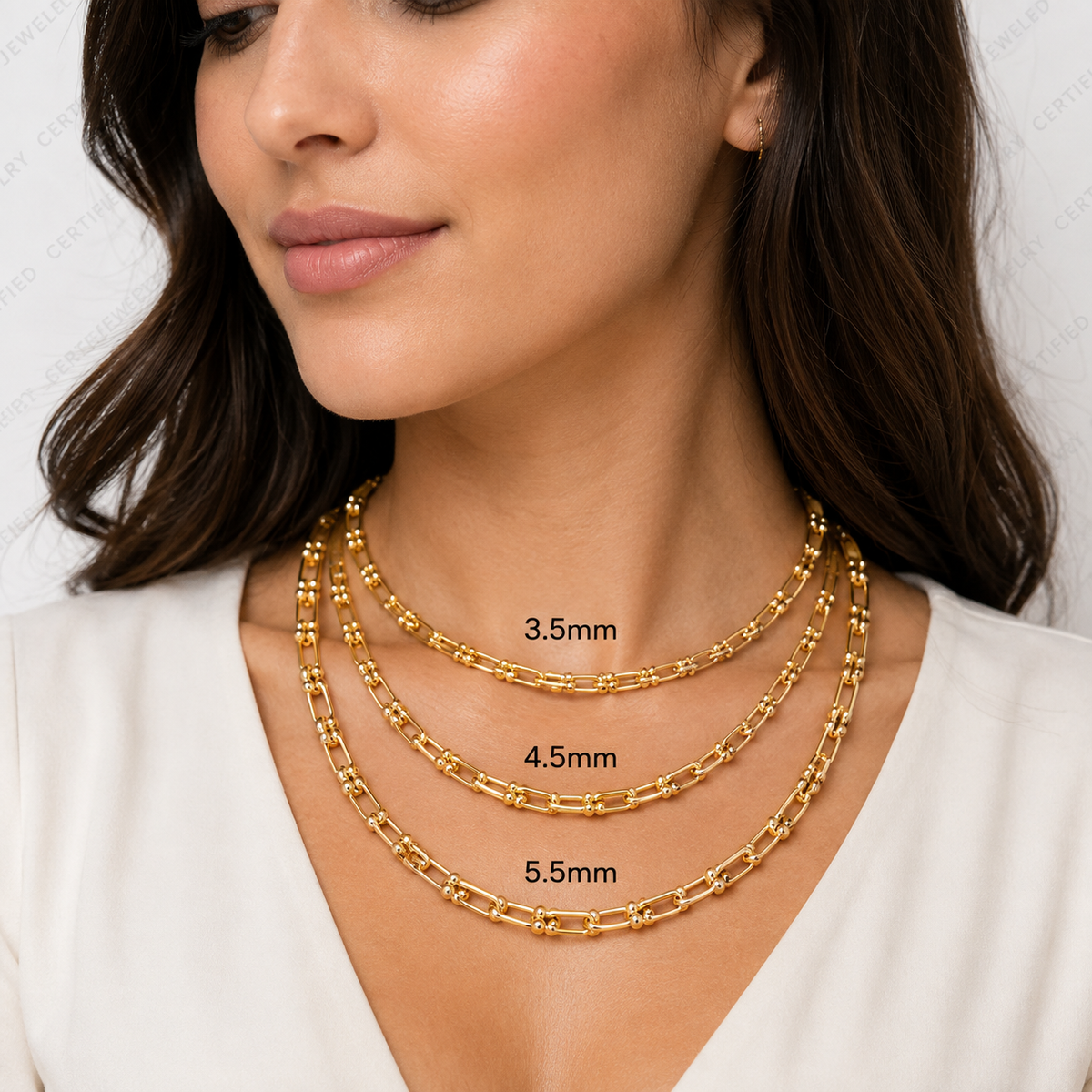 14K Solid Gold Jax Link Chain Necklace Real Gold Chain Women Jewelry