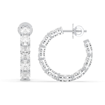 2CT Lab Grown Diamond Inside Out Hoop Earrings 14K Gold Certified