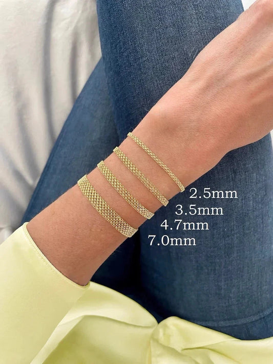 14K Solid Yellow Gold Bismark Link Bracelet 2.5MM 7MM 7.25" Lobster Clasp