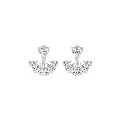 4CT Lab Grown Heart Pear Diamond Ear Jackets 14K Gold Green Glam