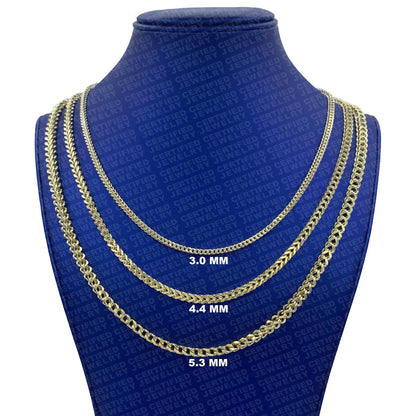 14K Solid Yellow Gold Franco Chain Necklace Real Gold Chain Men Women