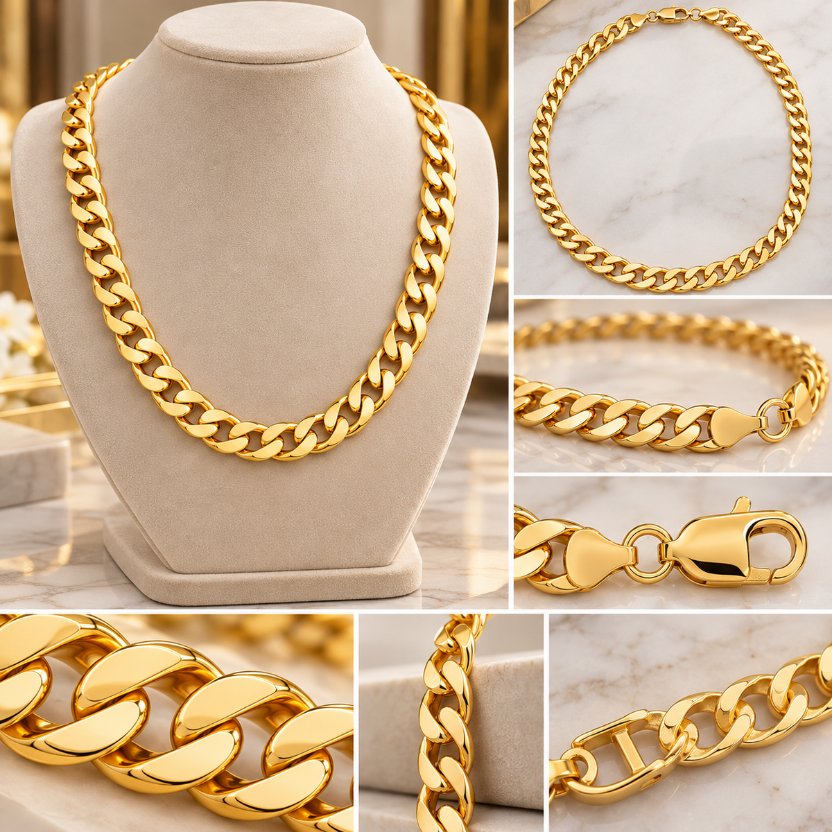 10K Solid Yellow Gold Comfort Curb Chain Necklace 2.8MM 8.2MM 18 30"