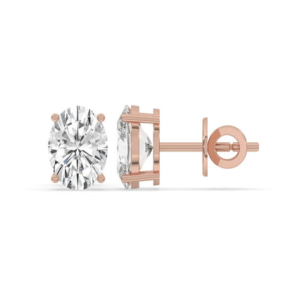 5CT Round Lab Grown Diamond Martini Stud Earrings 14K Gold 3 Prong