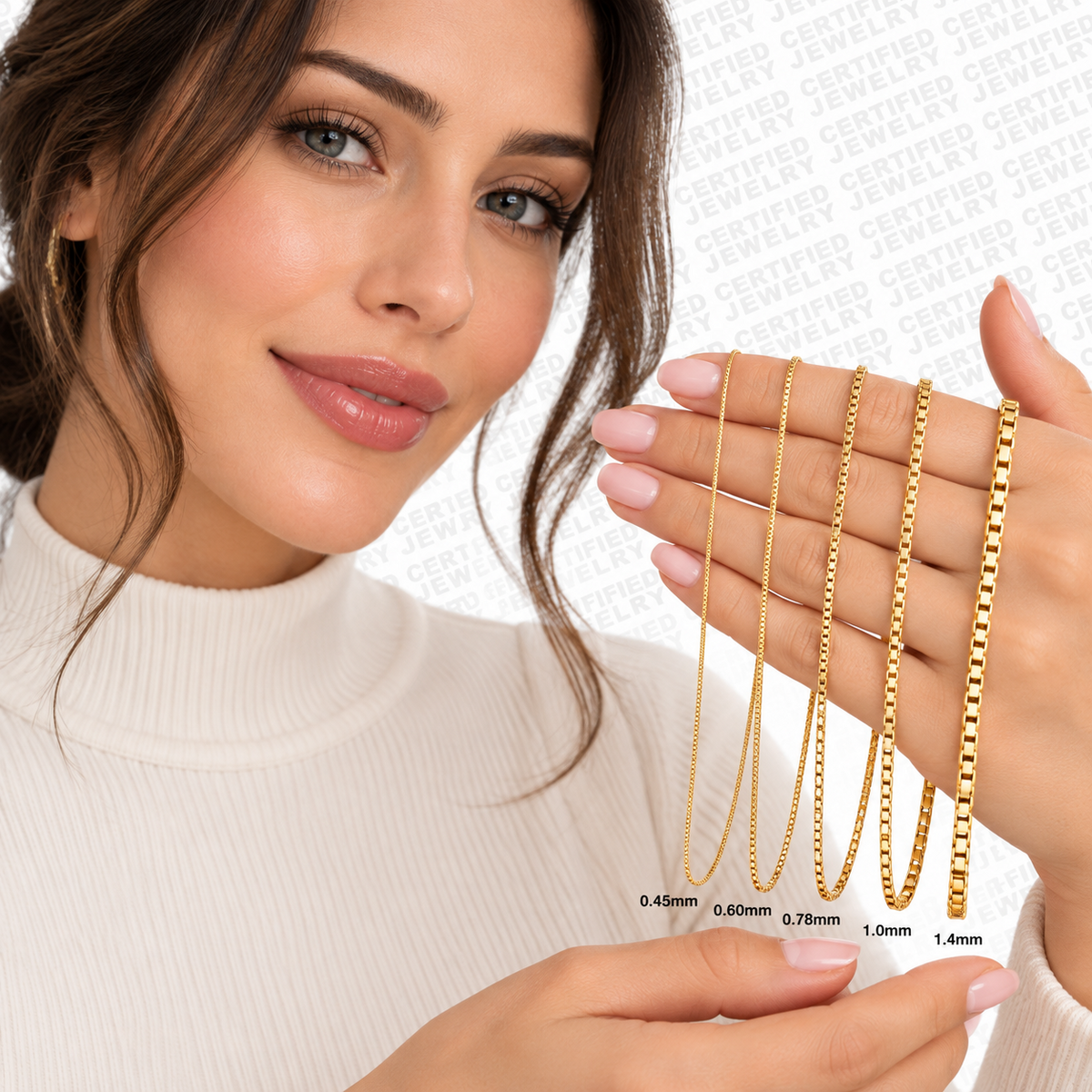 10K Solid Yellow Gold Box Chain Necklace 0.5MM 1.4MM Pendant Chain