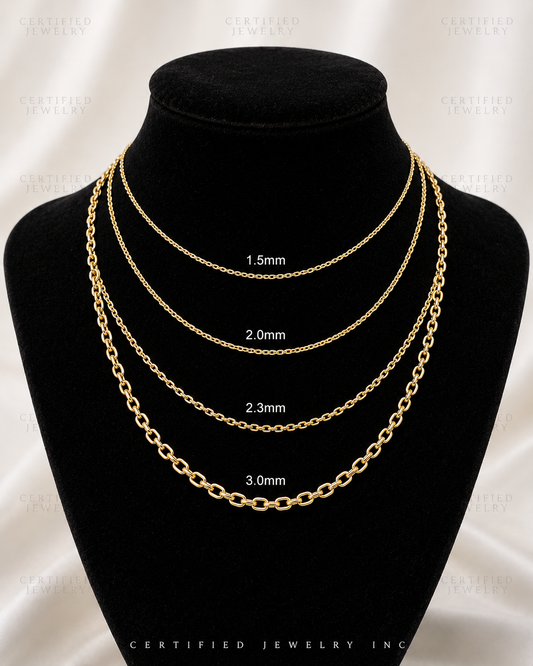 14K Gold Forentina Cable Link Chain Necklace 1.5mm 3mm Pendant Chain