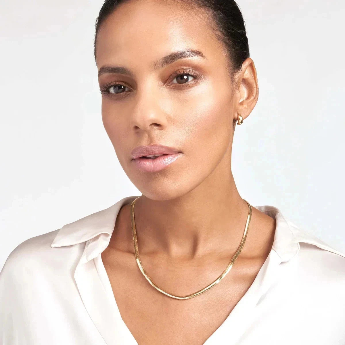 Solid 14K Gold Oval Snake Chain Necklace Diamond Cut Lobster Clasp 16 20"