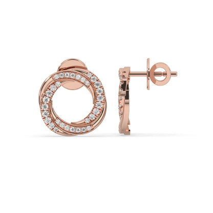 2CT Lab Grown Diamond Spiral Hoop Earrings 14K White Gold Half Diamond