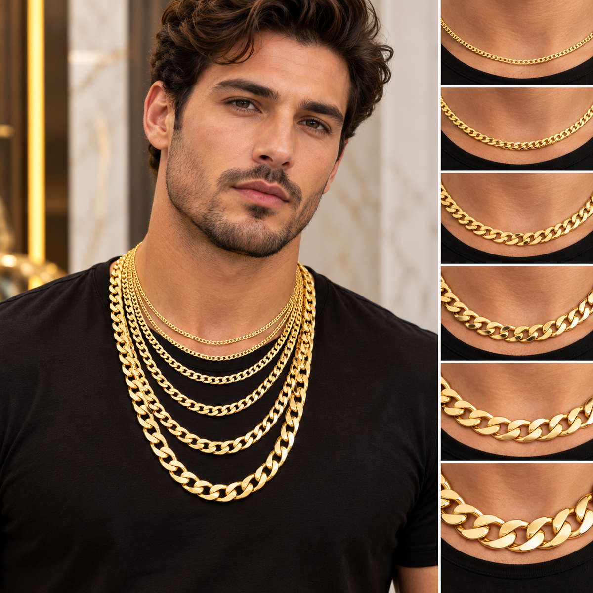 10K Solid Yellow Gold Comfort Curb Chain Necklace 2.8MM 8.2MM 18 30"