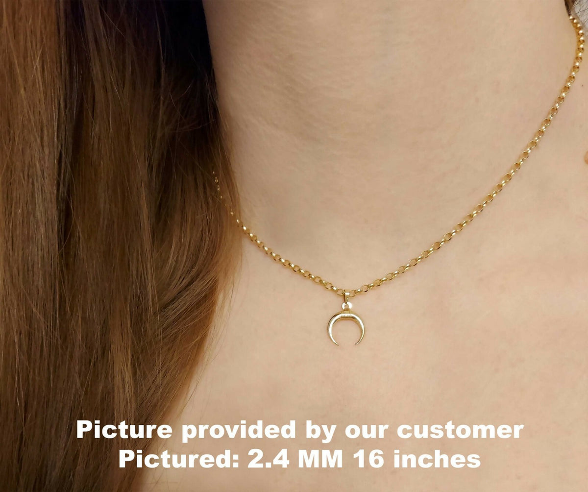 10K Gold Rolo Chain Necklace, 16"  20" Inch, 2mm 2.4mm Thick, Round Link Chain