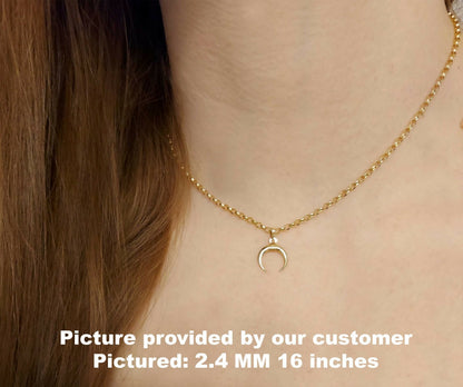 10K Gold Rolo Chain Necklace, 16"  20" Inch, 2mm 2.4mm Thick, Round Link Chain