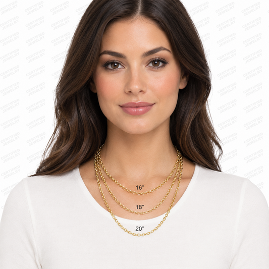 14K Solid Yellow Gold Rolo Chain Necklace, 16" 30", 2.0mm & 2.4mm Thick