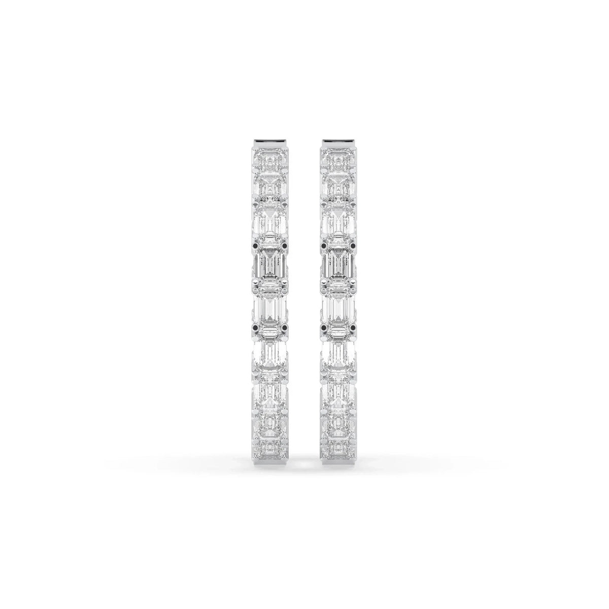 6CT Lab Grown Emerald Cut Diamond Inside Out Hoop Earrings 14K White Gold