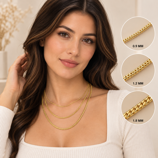 14K Solid Yellow Gold Franco Chain Necklace 0.9MM 1.8MM Lobster Clasp
