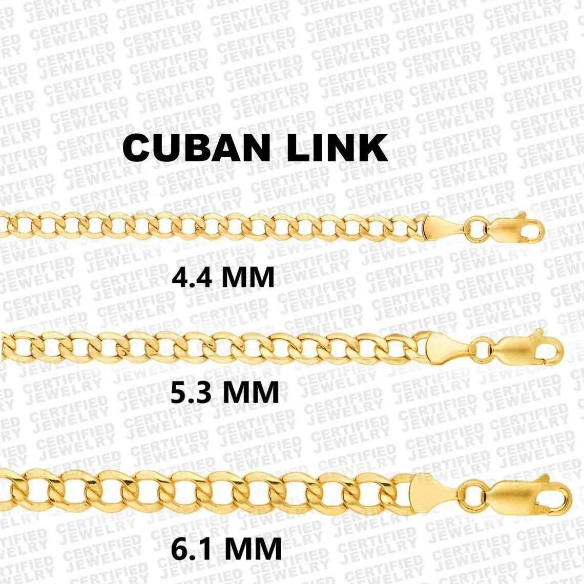 10K Hollow Yellow Gold Curb Chain Necklace 4.4MM 6.1MM Lobster Clasp