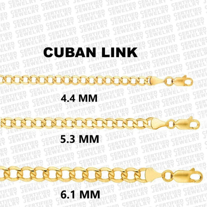 10K Hollow Yellow Gold Curb Chain Necklace 4.4MM 6.1MM Lobster Clasp