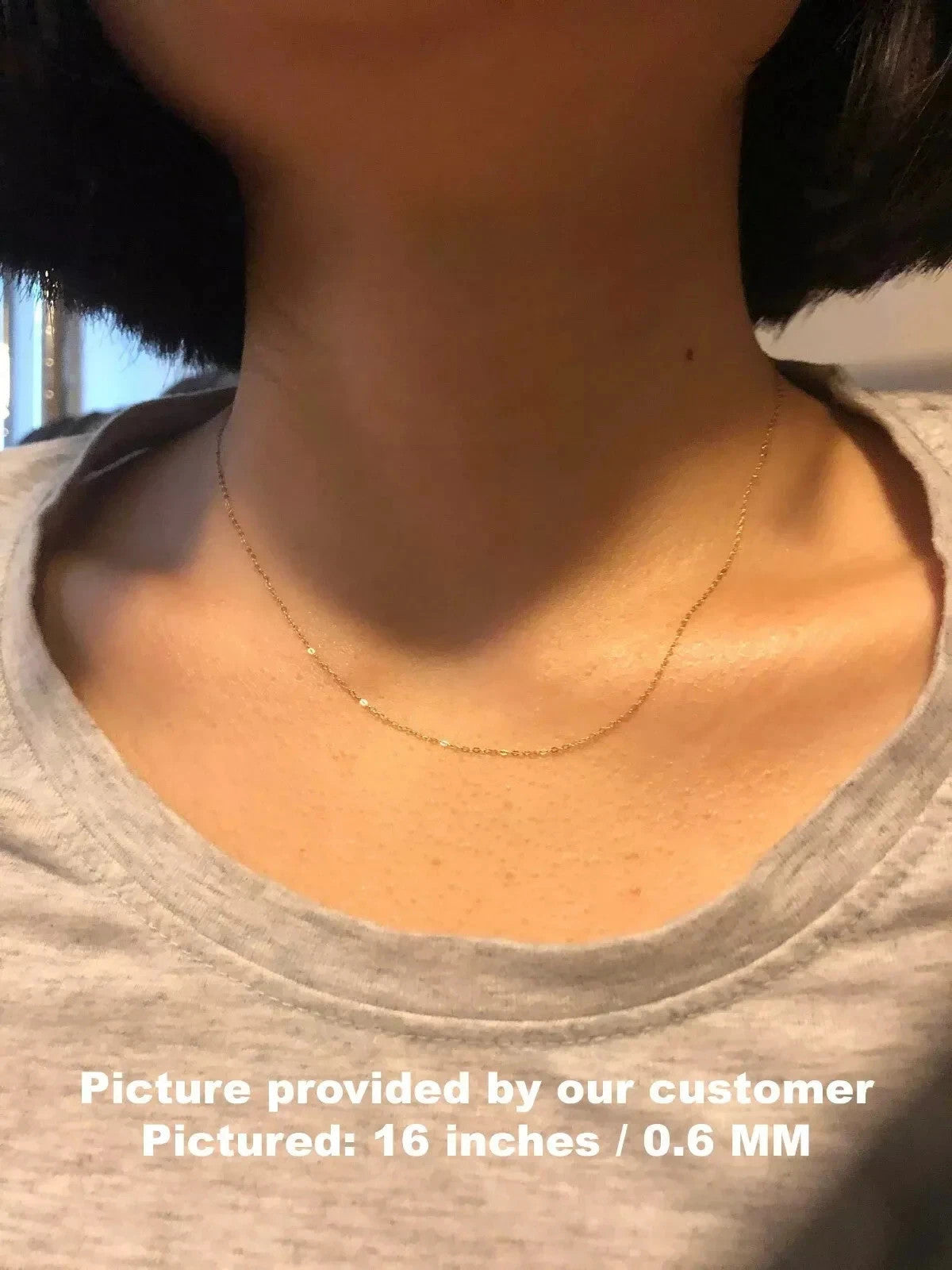 14K Solid Yellow Gold Diamond Cut Cable Link Chain Necklace 0.6MM 1.1MM