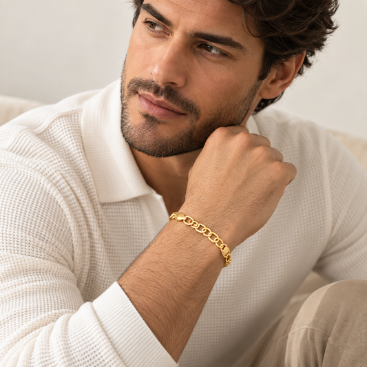 14K Solid Yellow Gold Mariner Link Bracelet 3.2MM 6.3MM Lobster Clasp