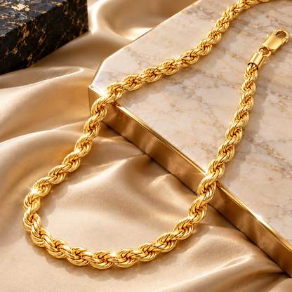 10K Solid Yellow Gold Diamond Cut Rope Chain Necklace 1.5MM 4MM Lobster Clasp