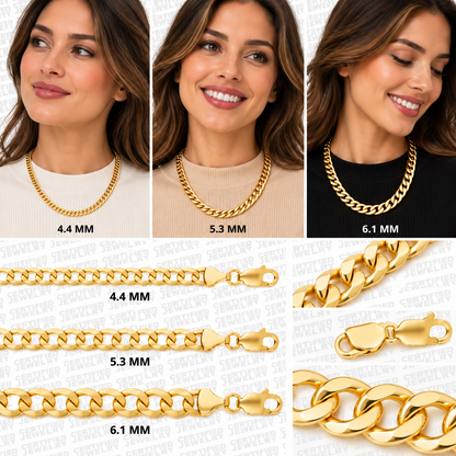 10K Hollow Yellow Gold Curb Chain Necklace 4.4MM 6.1MM Lobster Clasp