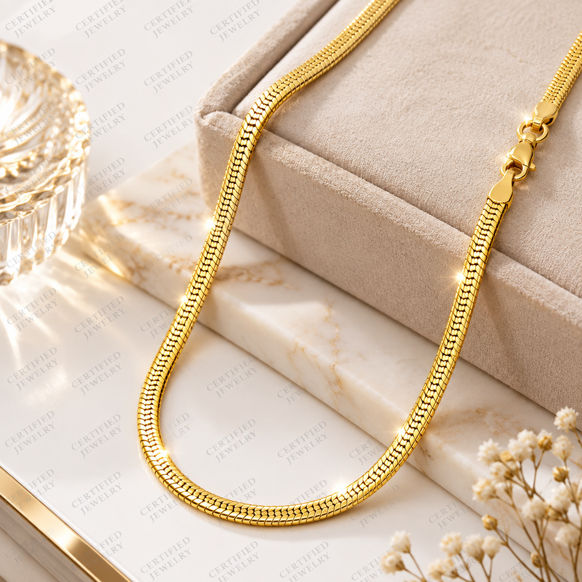 Solid 14K Gold Oval Snake Chain Necklace Diamond Cut Lobster Clasp 16 20"