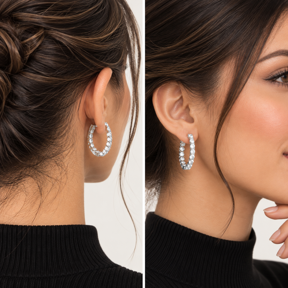 4CT Round Lab Grown Diamond Inside Out Hoop Earrings 14K Gold Certified