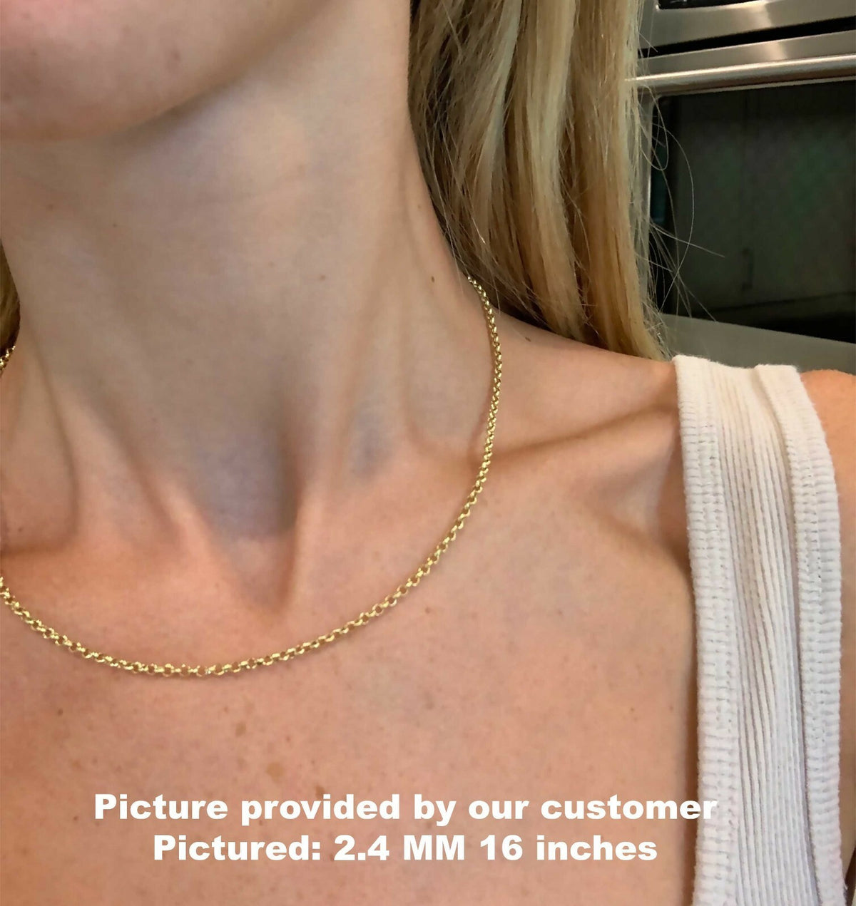 10K Gold Rolo Chain Necklace, 16"  20" Inch, 2mm 2.4mm Thick, Round Link Chain