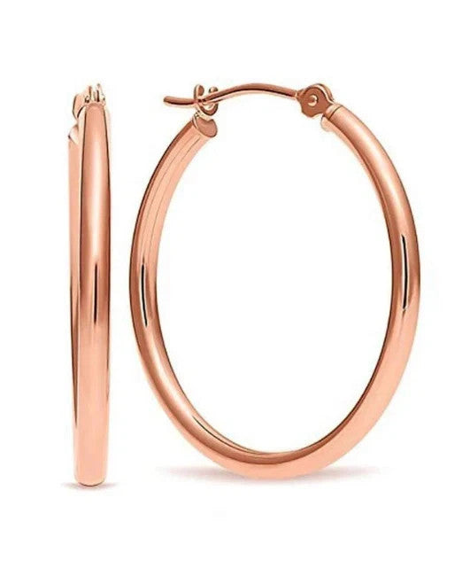 14K Rose Gold Hoop Earrings, 15mm 55mm, 2mm Thick, Endless Hoops