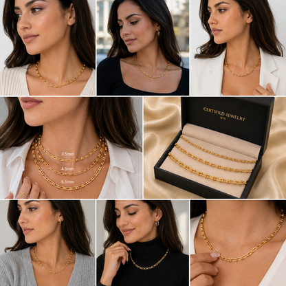 14K Solid Gold Jax Link Chain Necklace Real Gold Chain Women Jewelry