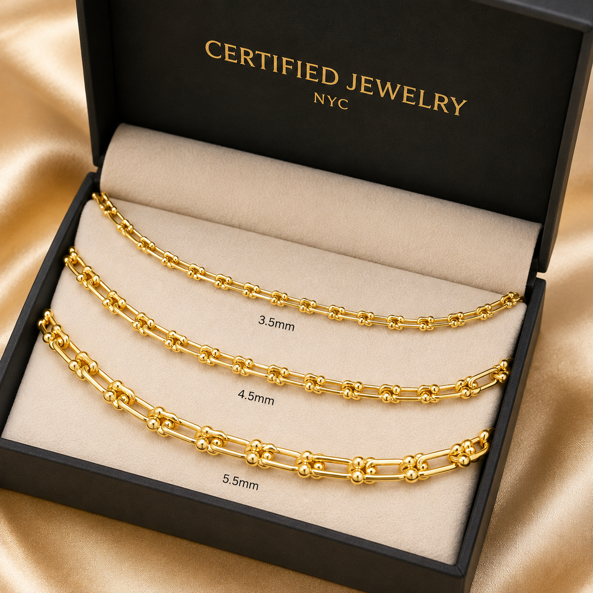 14K Solid Gold Jax Link Chain Necklace Real Gold Chain Women Jewelry