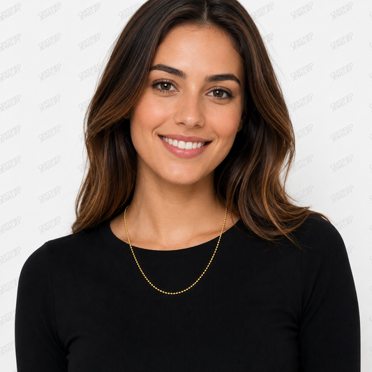 14K Solid Gold Ball Chain Necklace Real Gold Bead Chain Women Men Pendant