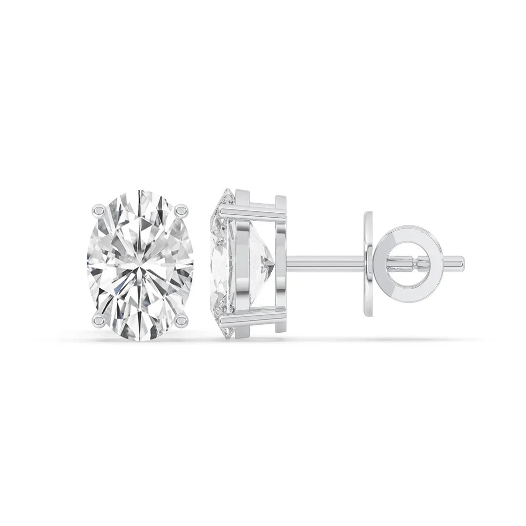 5CT Round Lab Grown Diamond Martini Stud Earrings 14K Gold 3 Prong
