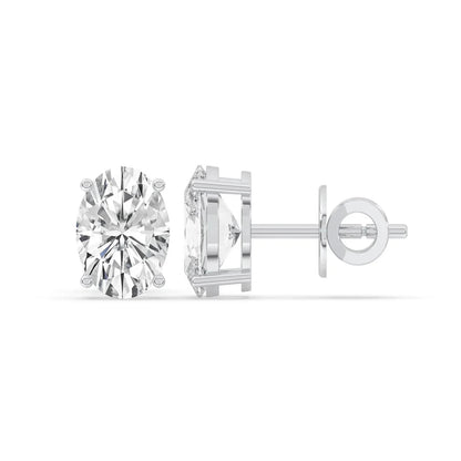 5CT Round Lab Grown Diamond Martini Stud Earrings 14K Gold 3 Prong