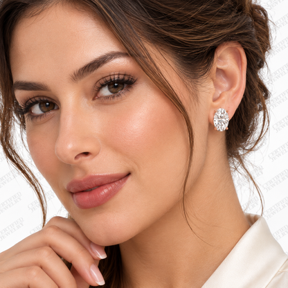5CT Round Lab Grown Diamond Martini Stud Earrings 14K Gold 3 Prong