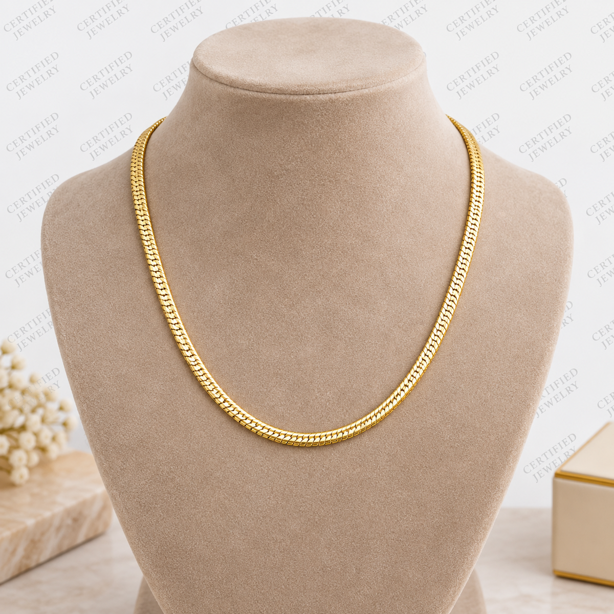 Solid 14K Gold Oval Snake Chain Necklace Diamond Cut Lobster Clasp 16 20"