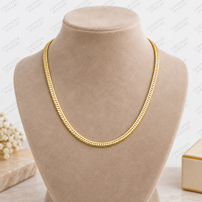 Solid 14K Gold Oval Snake Chain Necklace Diamond Cut Lobster Clasp 16 20"
